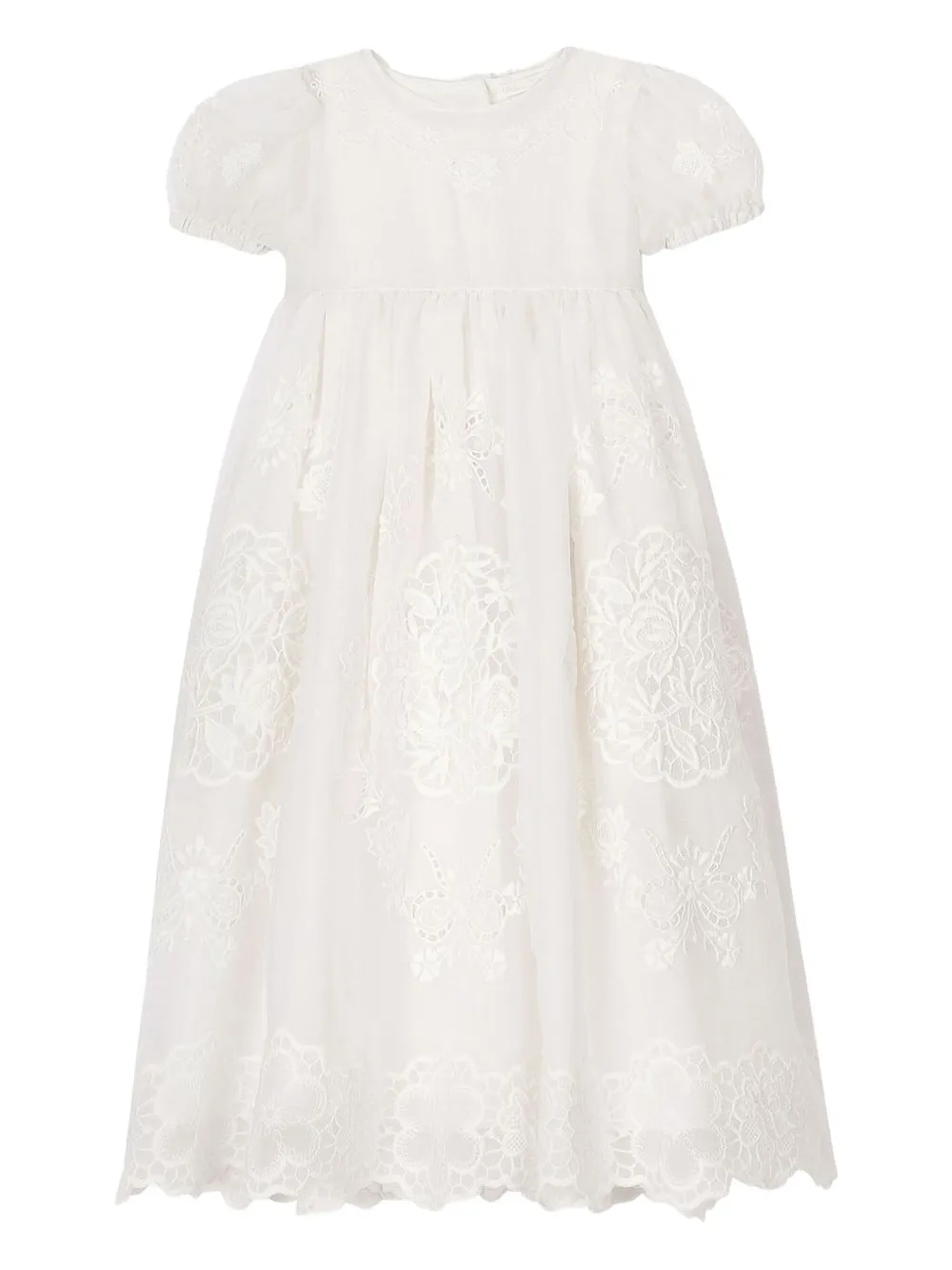 Dolce & Gabbana Kids Christening embroidered puff-sleeve dress - Bianco