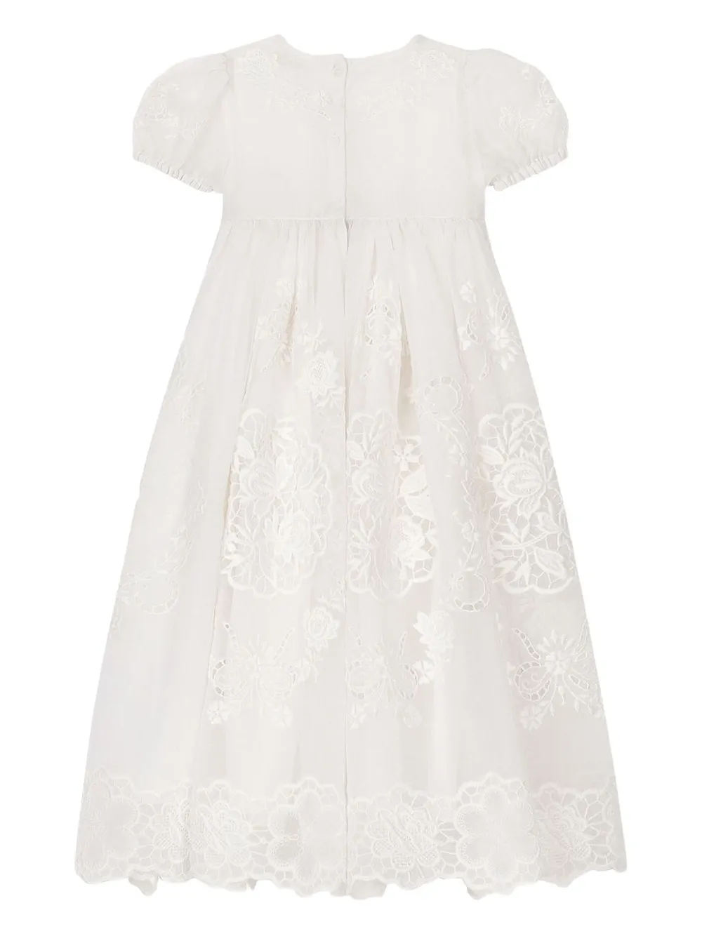 Dolce & Gabbana Kids Christening embroidered puff-sleeve dress - Wit