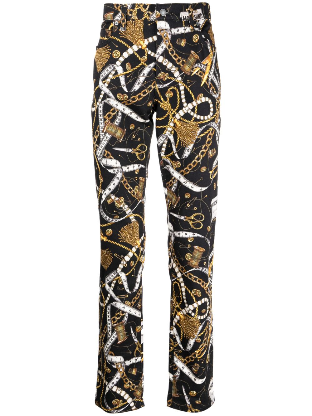 Moschino graphic-print cotton-blend trousers - Black