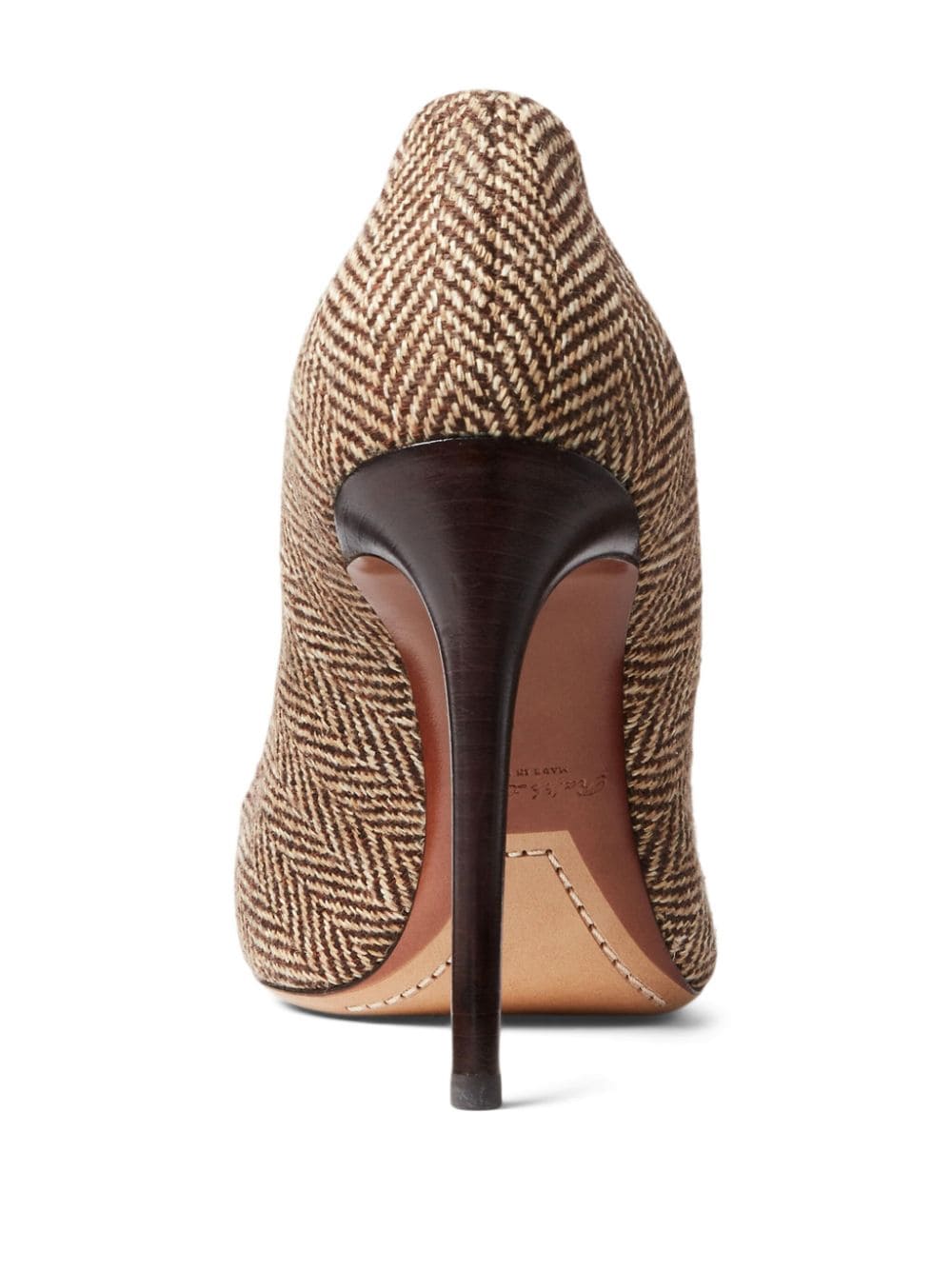 Shop Ralph Lauren Celia 100mm Herringbone-pattern Pump In Brown