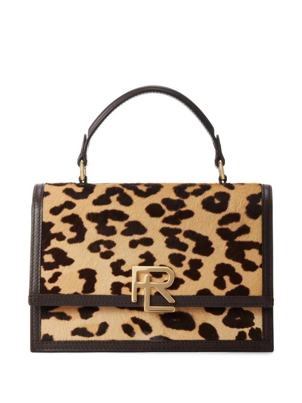 Ralph Lauren Rl Leopard-print Leather Crossbody Bag In Brown