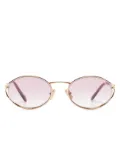 Miu Miu Eyewear logo-plaque oval-frame sunglasses - Gold