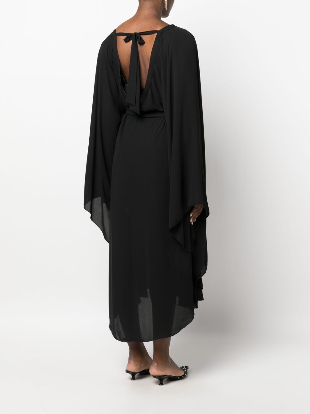 Shop Styland Open-front Draped Midi Dress In Black