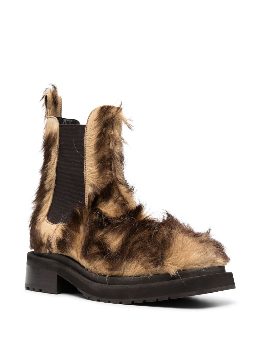 Eckhaus Latta Mike leren laarzen - MIKE BOOT M - BROWN BEIGE FUR