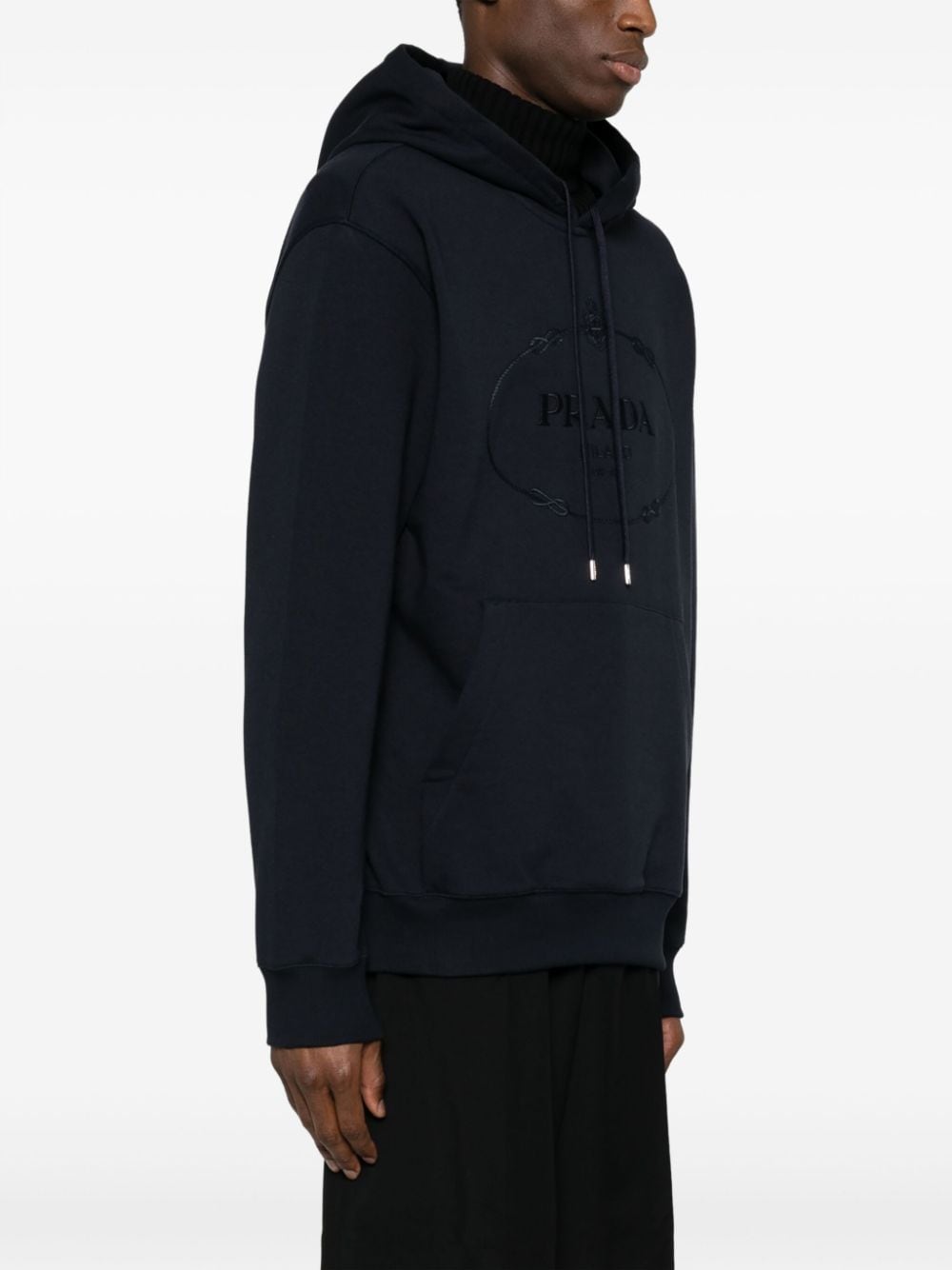 Prada Hoodie met geborduurd logo Blauw