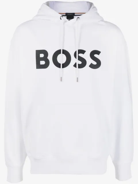 BOSS logo-print cotton hoodie