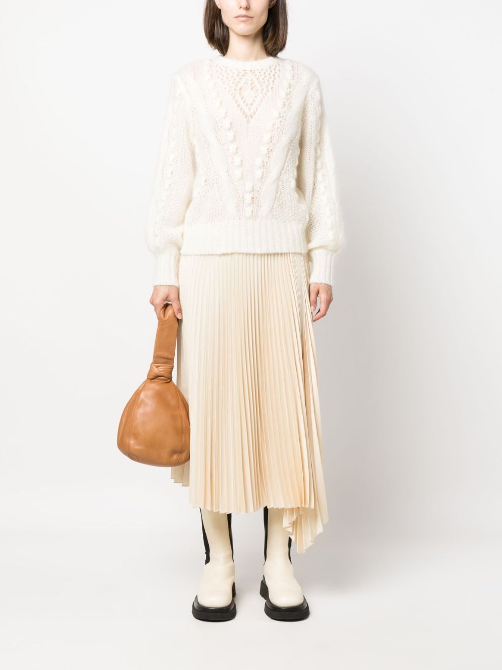 TWINSET open-knit crew-neck jumper - Beige