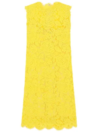 Dolce & Gabbana Sleeveless Lace Mini Dress | Yellow | FARFETCH BN