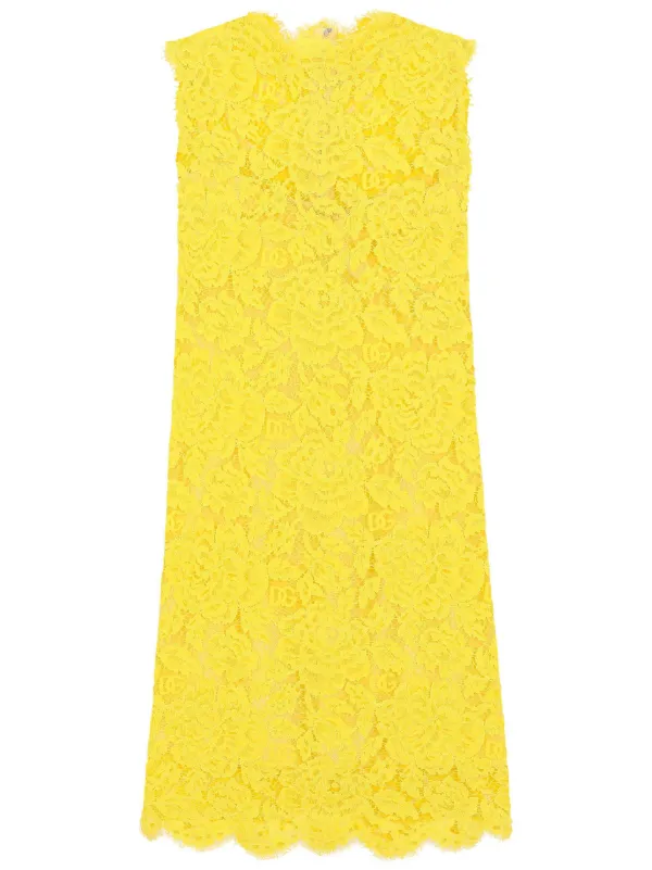 Dolce & Gabbana ノースリーブ ミニドレス イエロー Dolce & Gabbana ノースリーブ レースドレス | イエロー