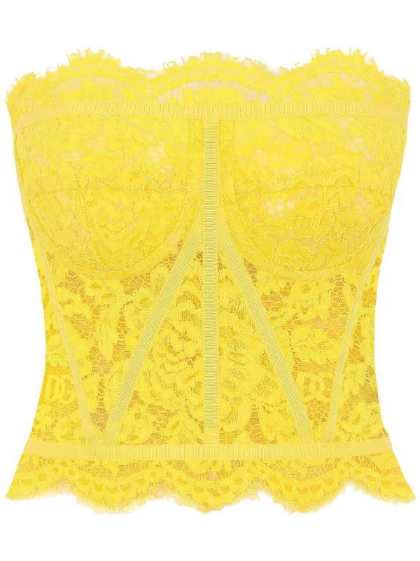 yellow strapless top