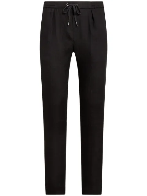 Ralph Lauren Purple Label tapered-leg drawstring linen trousers