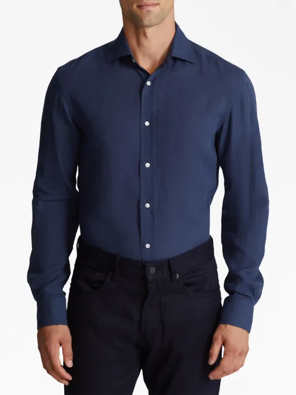 Ralph Lauren purple label リネンシャツ イタリア製 Ralph Lauren Purple Label リネンシャツ | ブルー | FARFETCH JP
