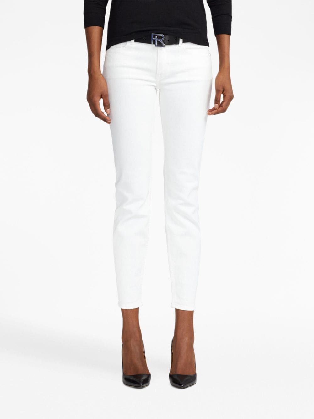 Shop Ralph Lauren Low-rise Slim-cut Jeans In White