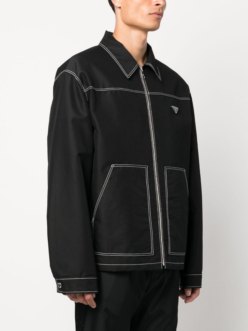 Prada Shirtjack met contrasterend stiksel Zwart