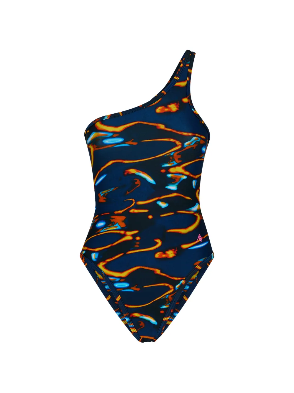 The Attico one-shoulder graphic-print swimsuit