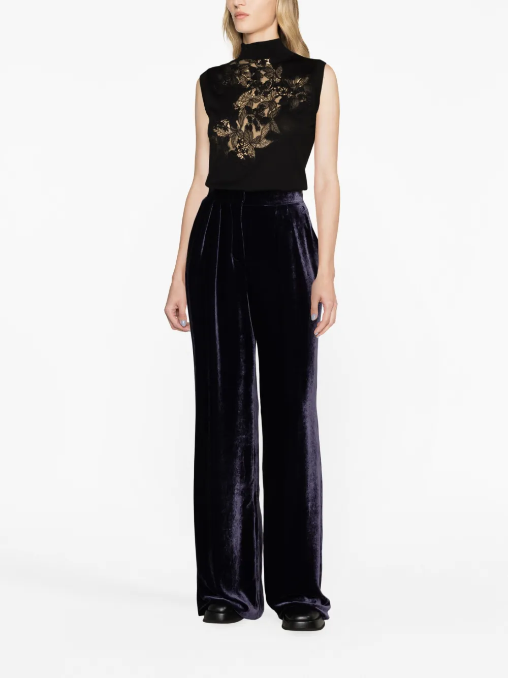 Ermanno Scervino guipure-lace wool tank top - Zwart