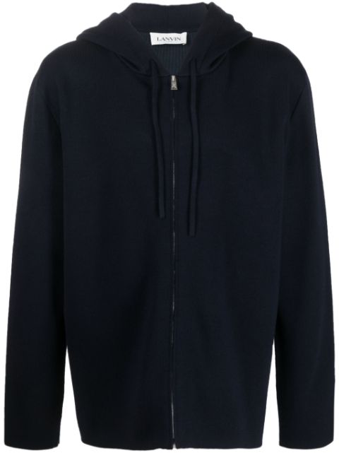 Lanvin logo-embroidered knit wool-blend hoodie Men