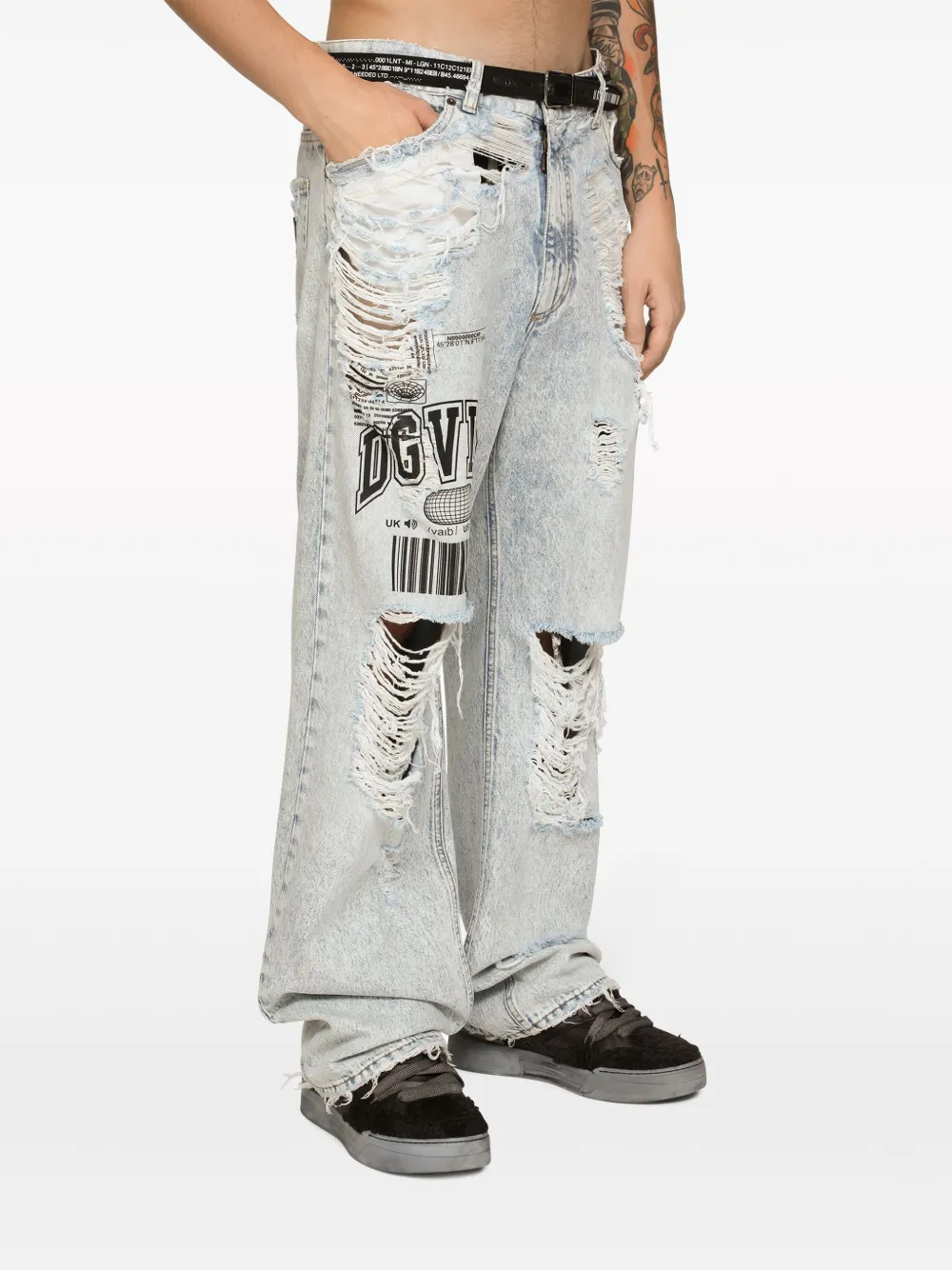 Dolce & Gabbana DGVIB3 Distressed wide-leg Jeans | Blue | FARFETCH