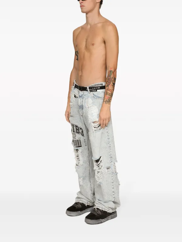 Dolce & Gabbana DGVIB3 Distressed wide-leg Jeans | Blue
