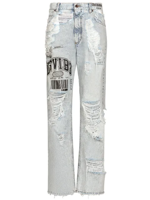Dolce & Gabbana DGVIB3 distressed wide-leg jeans