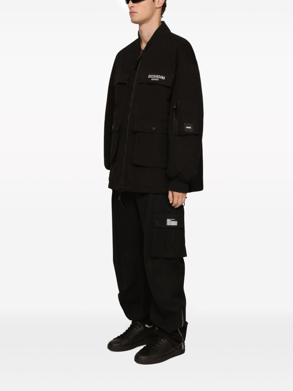 Shop Dolce & Gabbana Straight-leg Cotton Cargo Trousers In Black