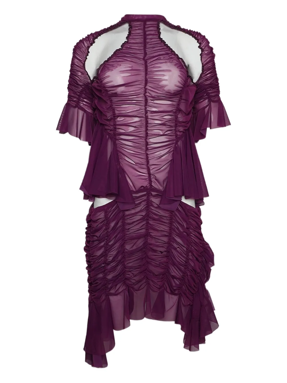 Ester Manas Mini Ruched Cut Out Dress In Purple