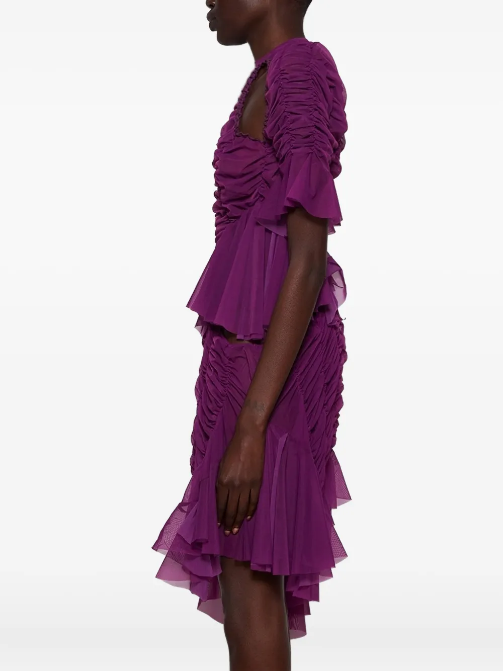 Ester Manas Mini Ruched Cut Out Dress In Purple