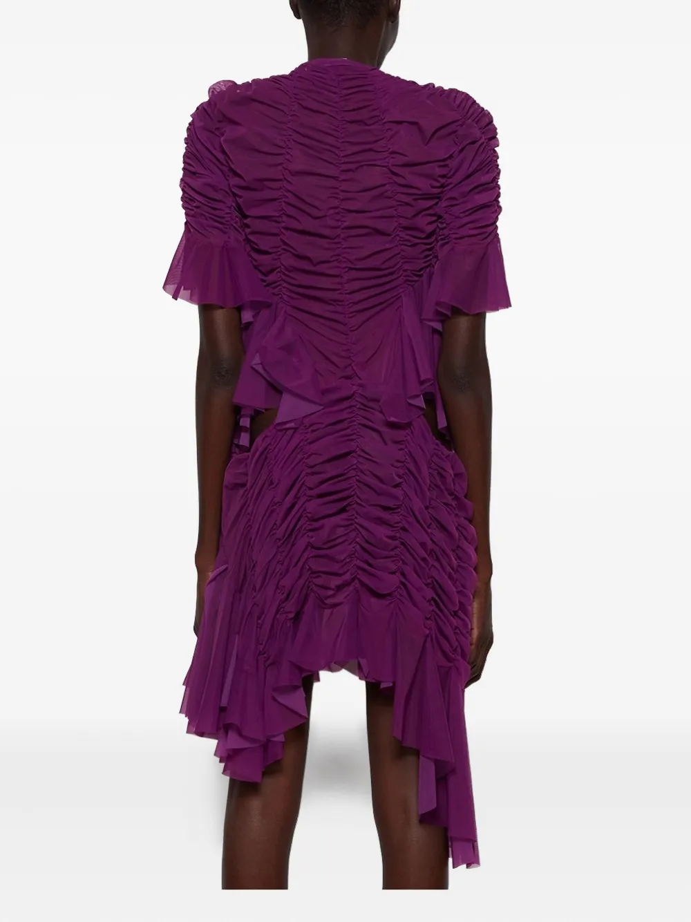 Ester Manas Mini Ruched Cut Out Dress In Purple
