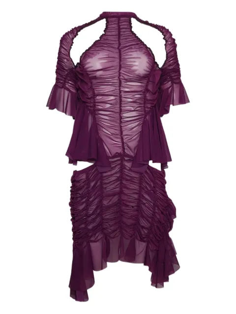 ESTER MANAS vestido corto con diseño fruncido y aberturas
