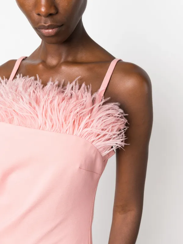 TWINSET Vestido Corto Con Ribete De Plumas Rosado FARFETCH CO