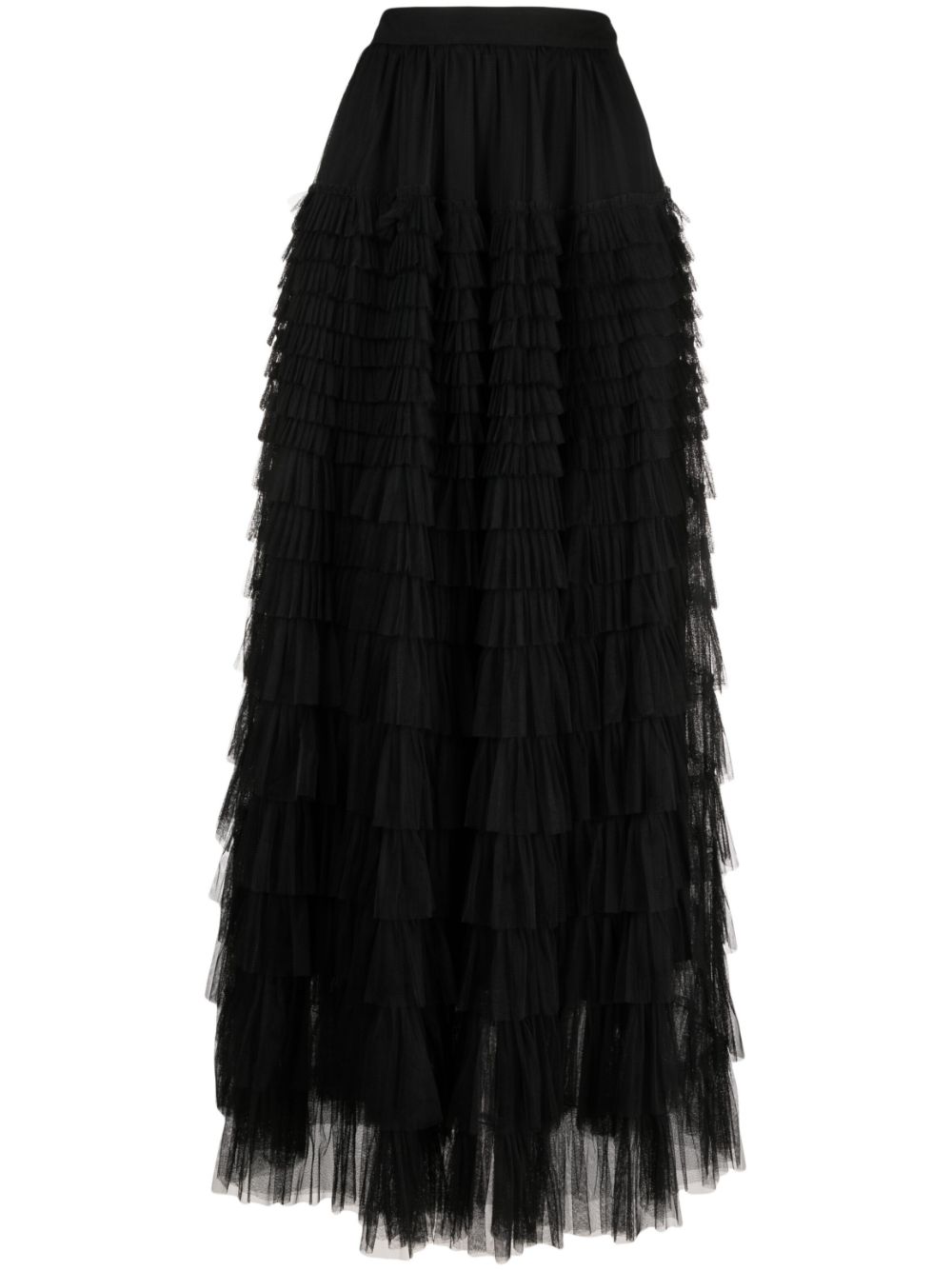 ruffled tulle maxi skirt