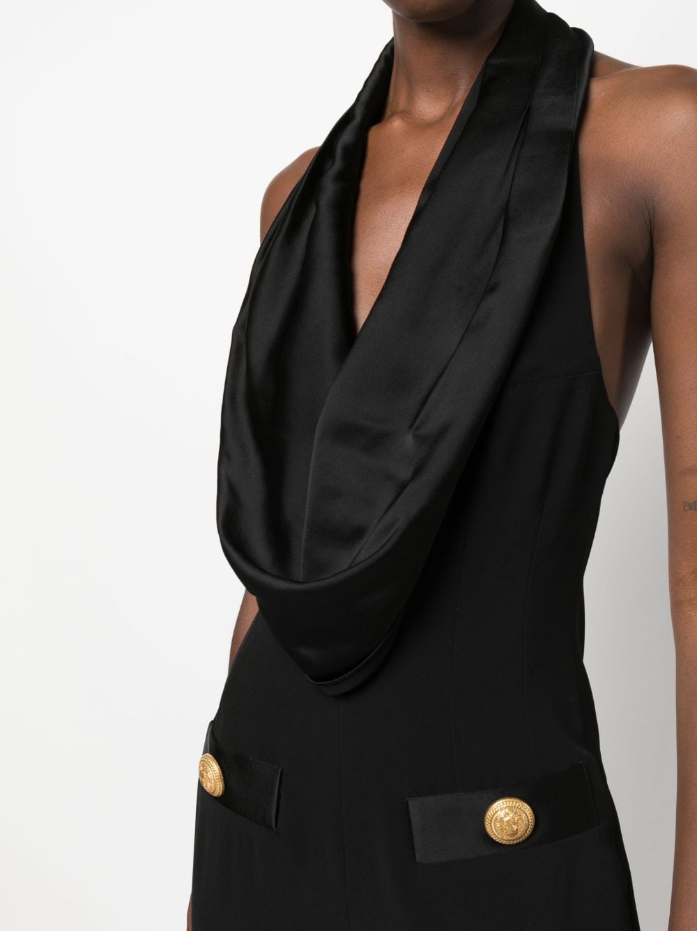 Shop Balmain Off-shoulder Sleeveless Jumpsuit In Black
