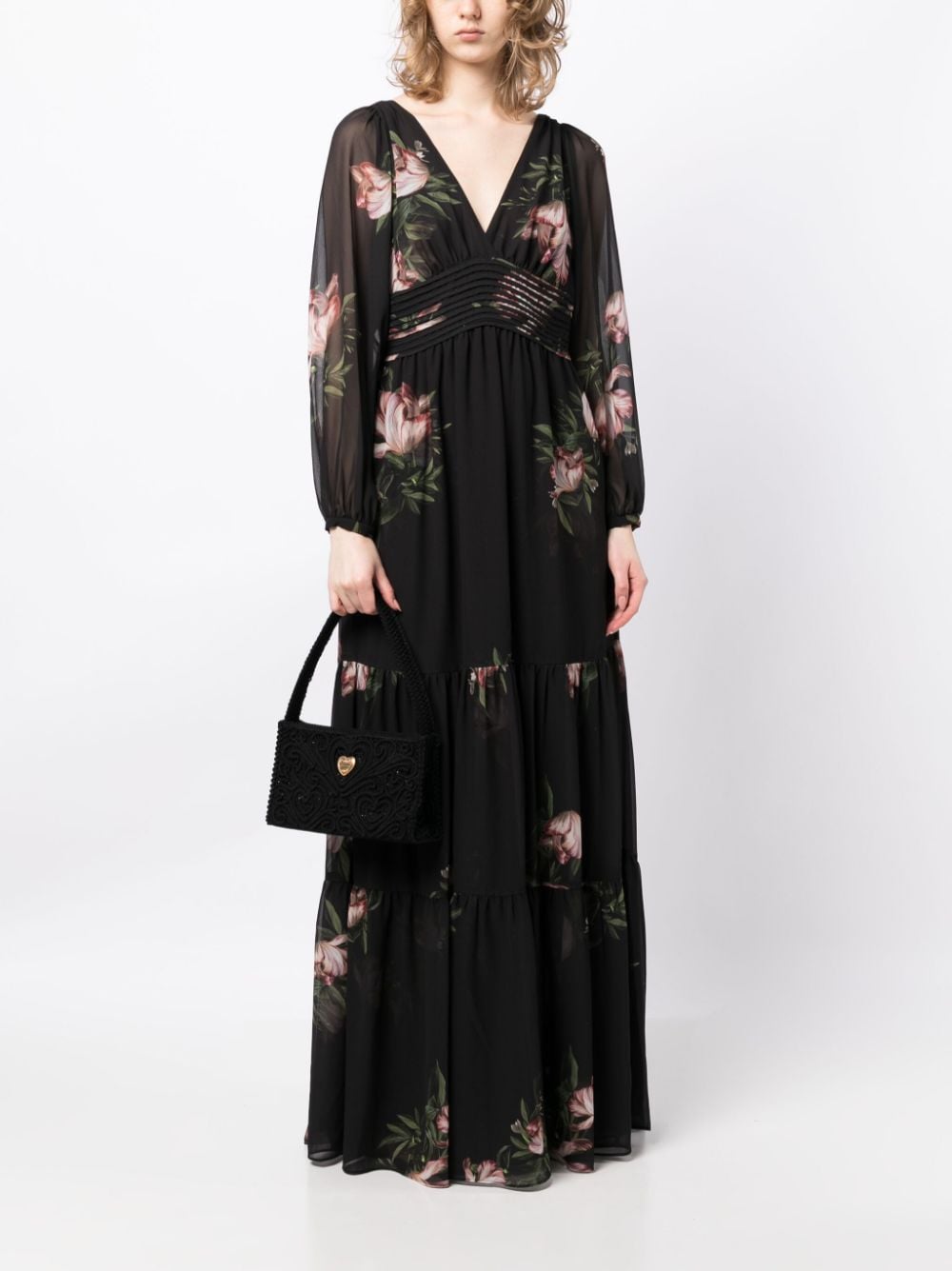 Shop Sachin & Babi Jules Floral-print Gown In Black