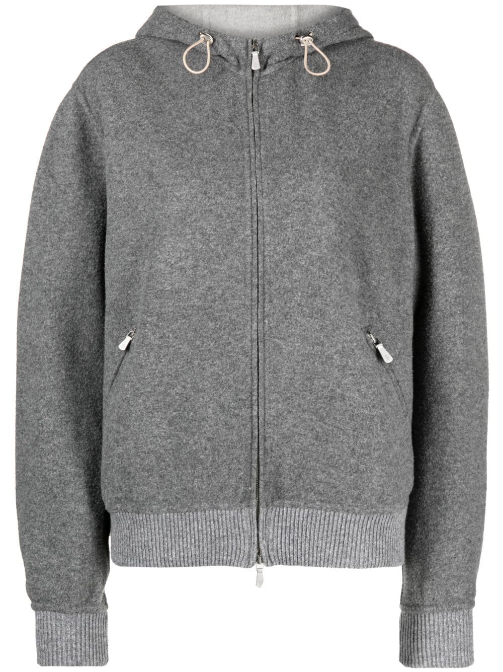 Eleventy Hooded Wool-cashmere Bomber Jacket In Grey