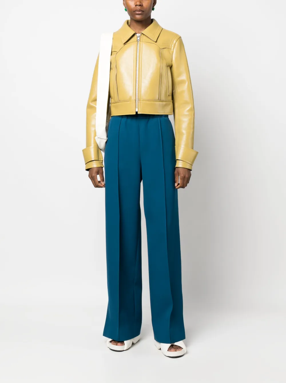 Jil Sander pressed-crease wool straight trousers - Blauw