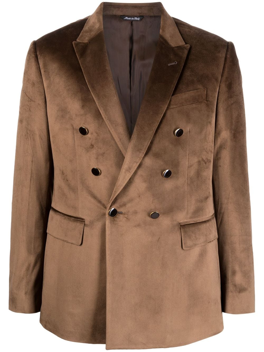 Shop Reveres 1949 Double-breasted Velour Blazer In Brown