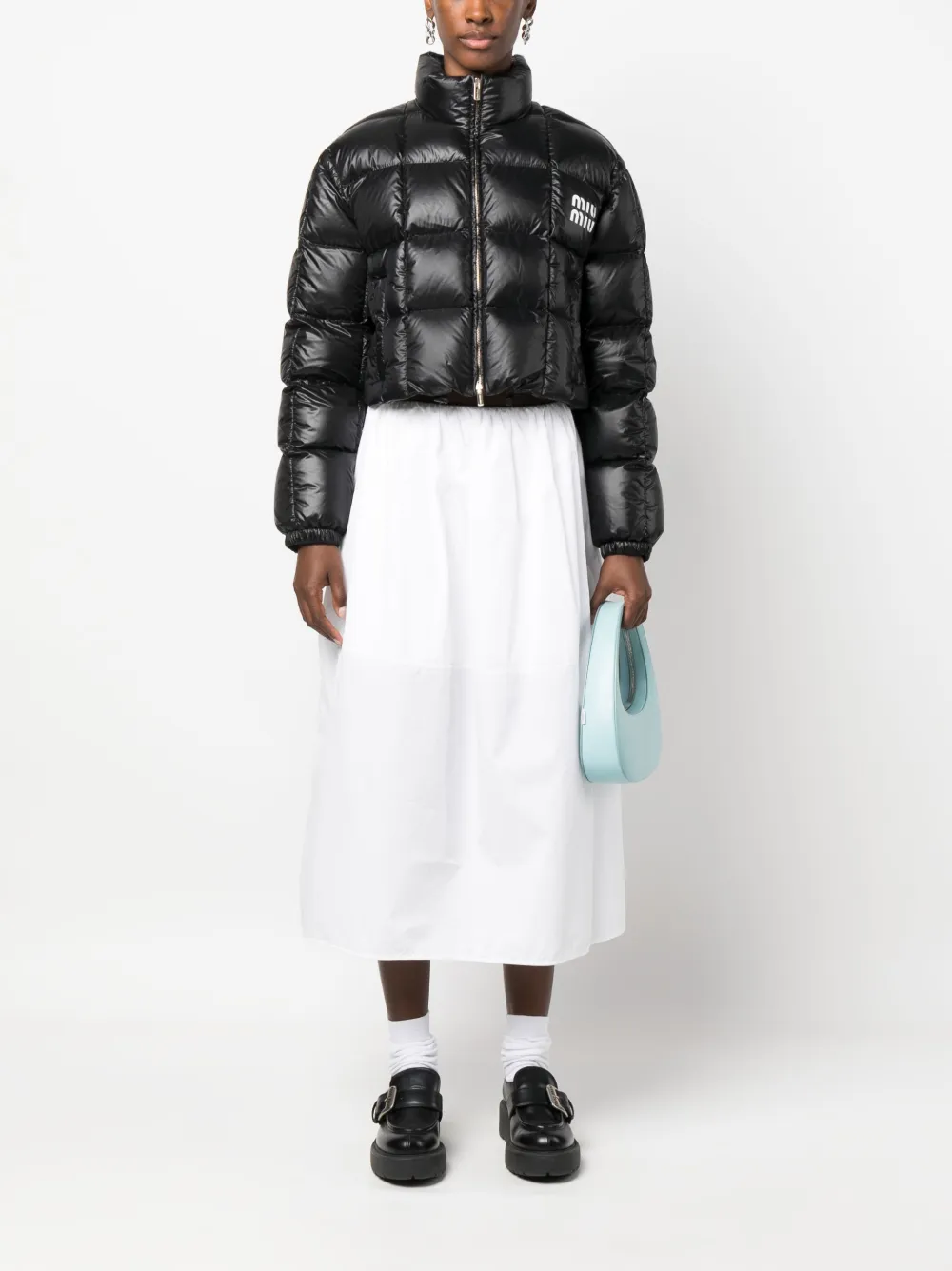 Miu Miu Bodywarmer met logoprint - Zwart