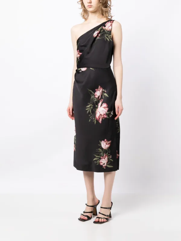 Sachin Babi Robe mi-longue Carmen à Fini Satiné Noir FARFETCH TN