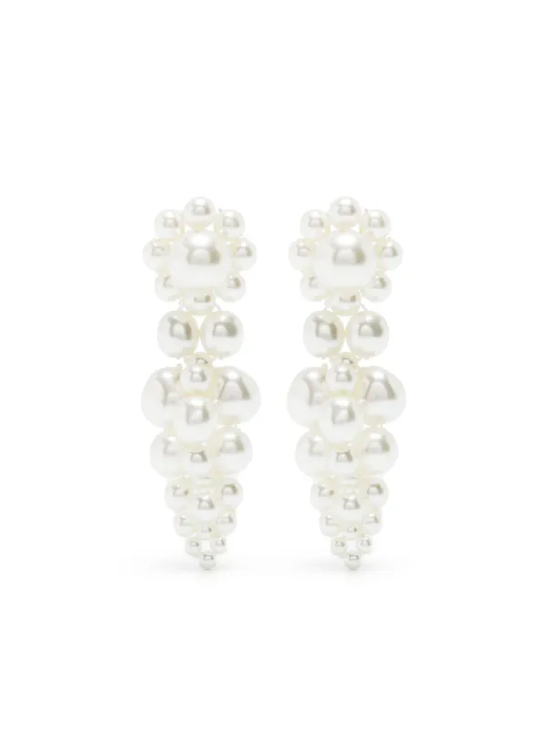 White pearl deals long earrings