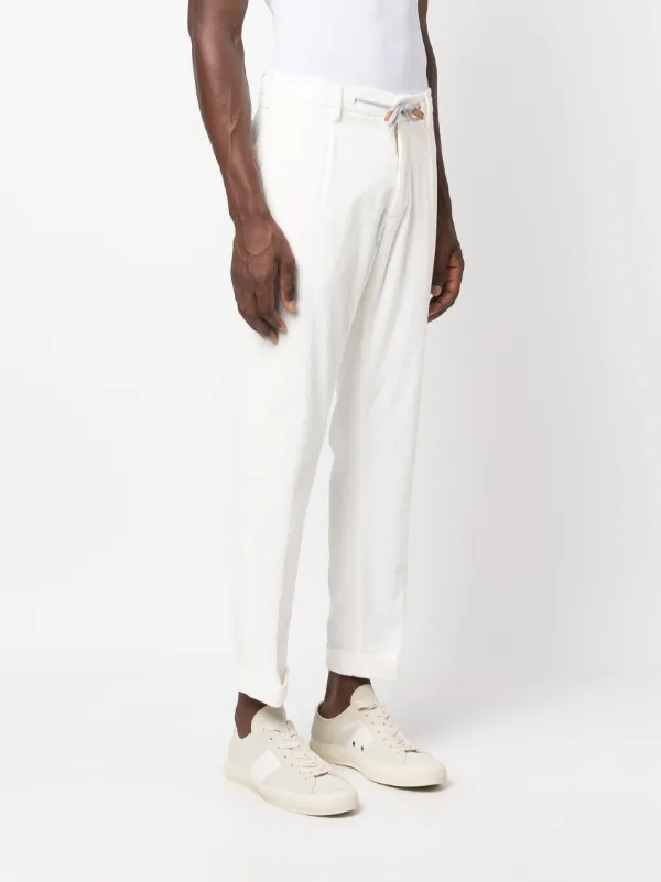 Eleventy Drawstring cotton-blend Tapered Trousers | White