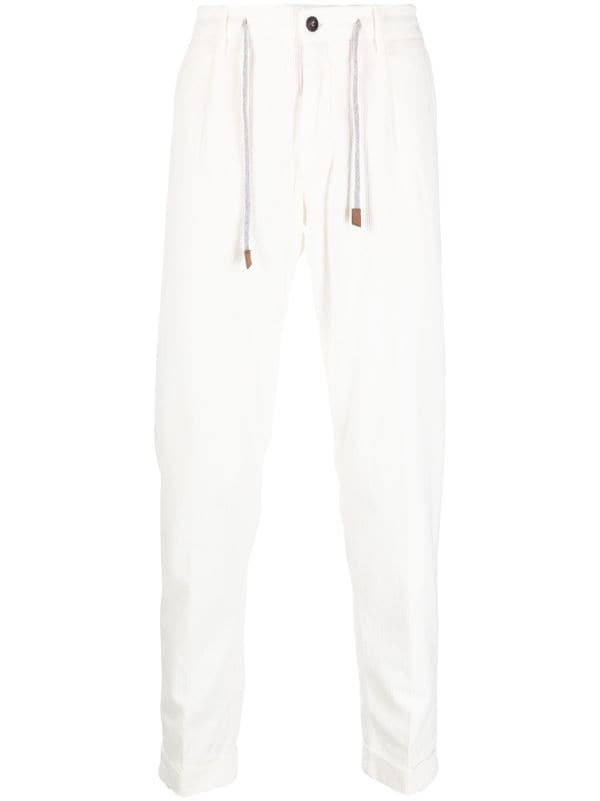 Womens Eleventy white Cotton Drawstring Trousers