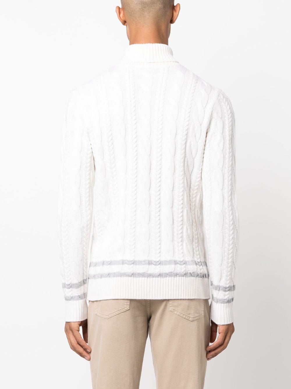 Shop Eleventy Roll-neck Cable-knit Jumper In Neutrals