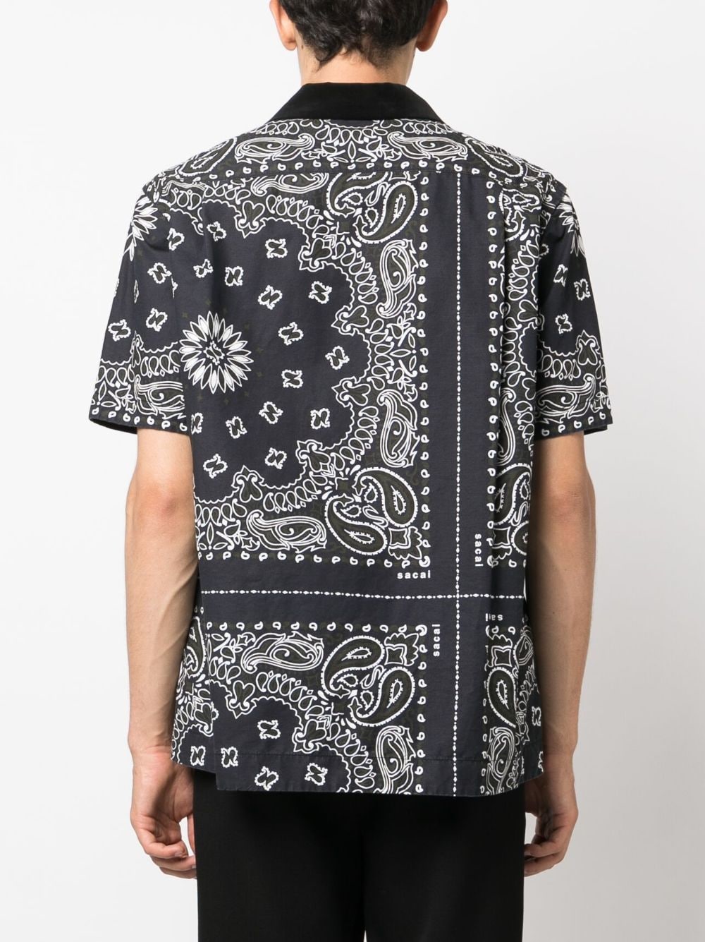 Shop Sacai Bandana-print Cotton Shirt In Black