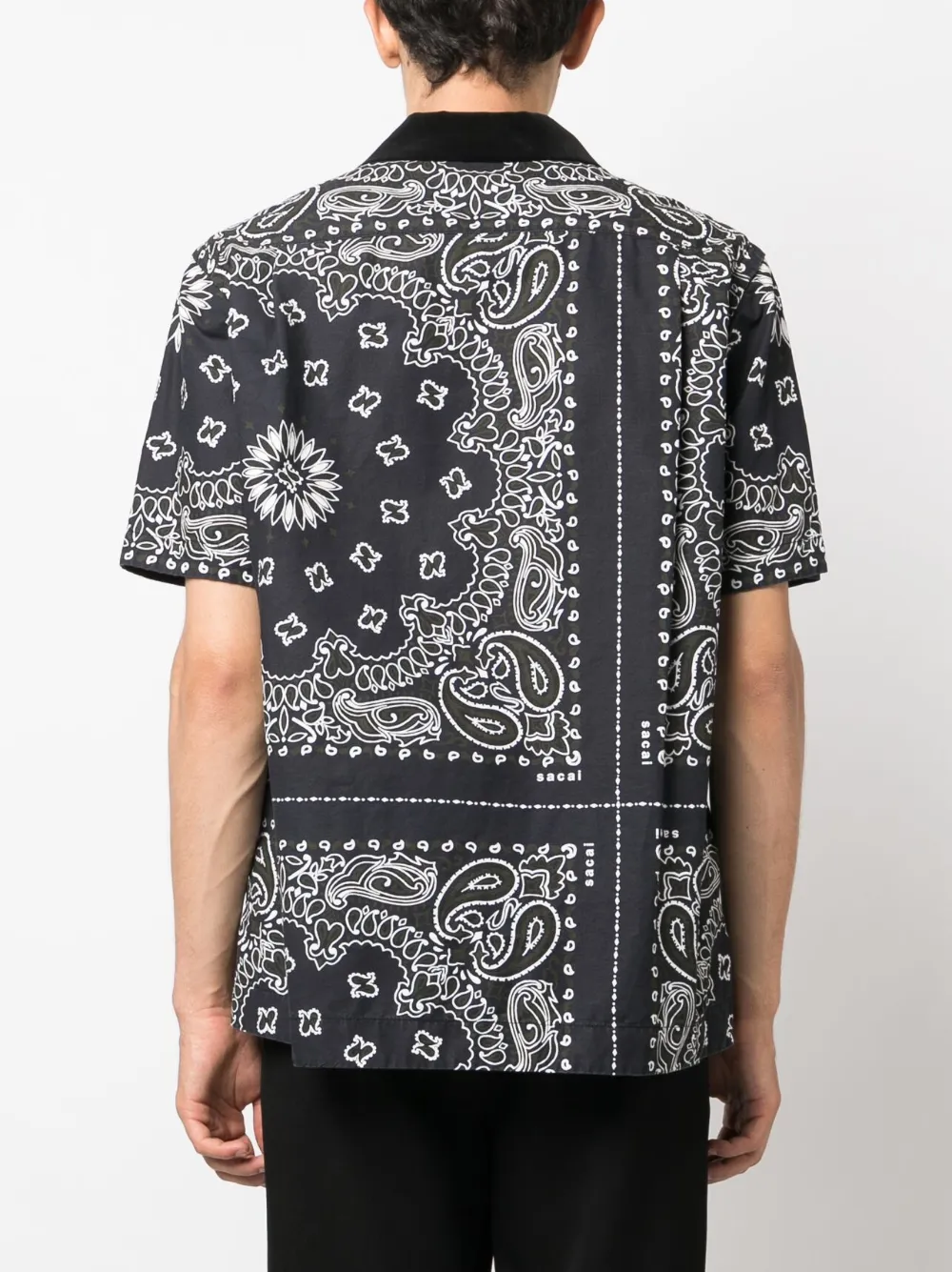 Shop Sacai Bandana-print Cotton Shirt In Black