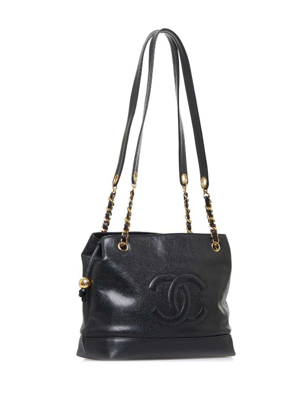 CHANEL CC Black Caviar Skin Leather Shoulder Bag Tote bag Handbag
