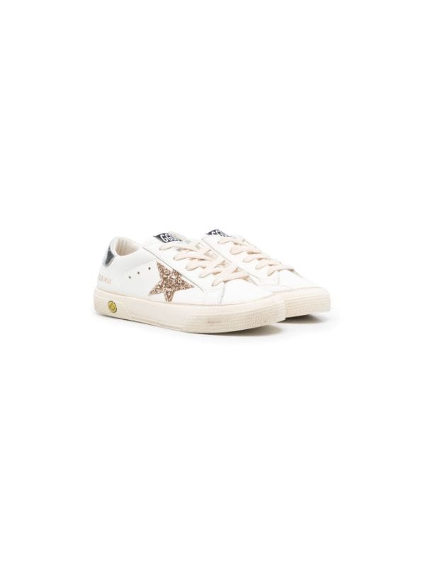 White and gold on sale golden goose sneakers