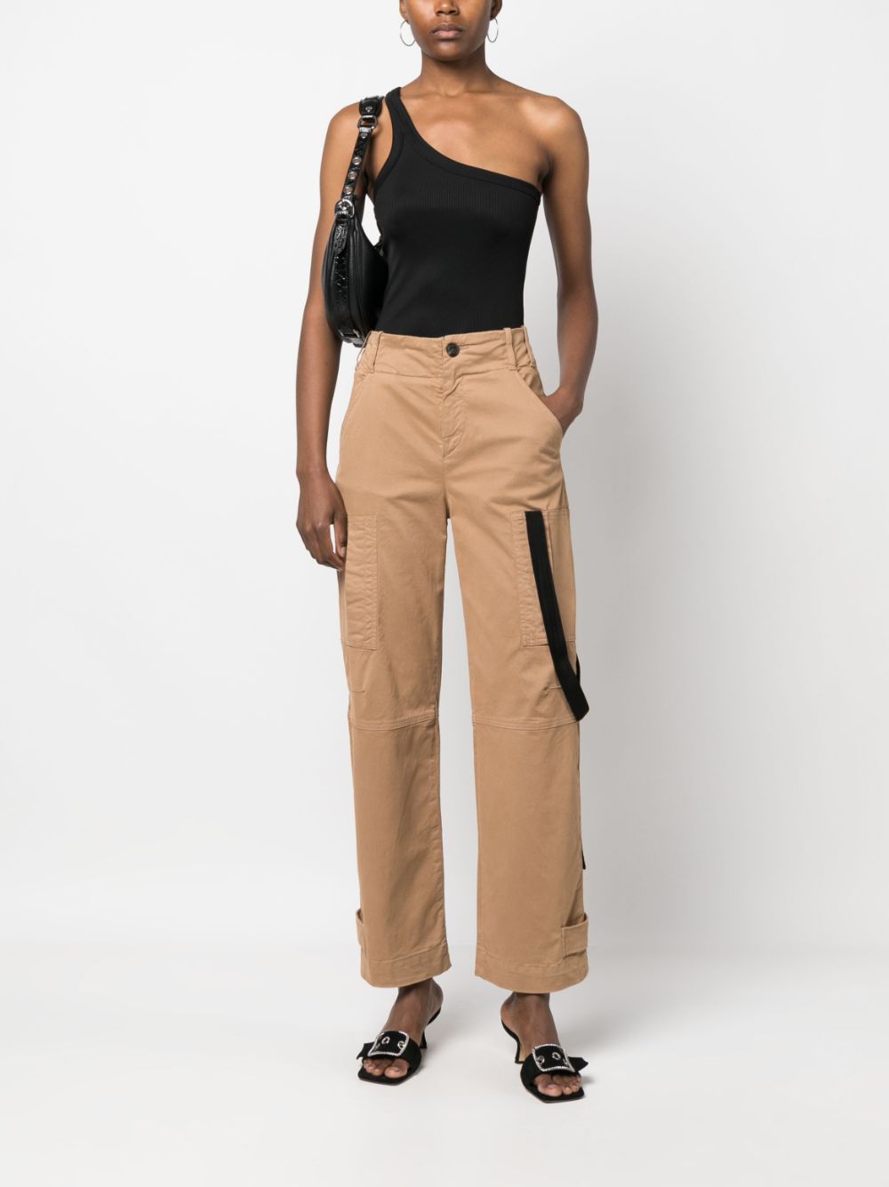 PINKO high-waisted straight-leg cotton trousers - Bruin