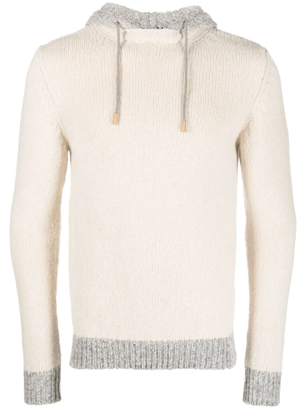 Eleventy ribbed-knit two-tone hoodie | Neutrals | Image 1