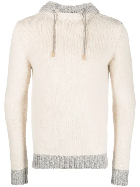 Eleventy ribbed-knit two-tone hoodie