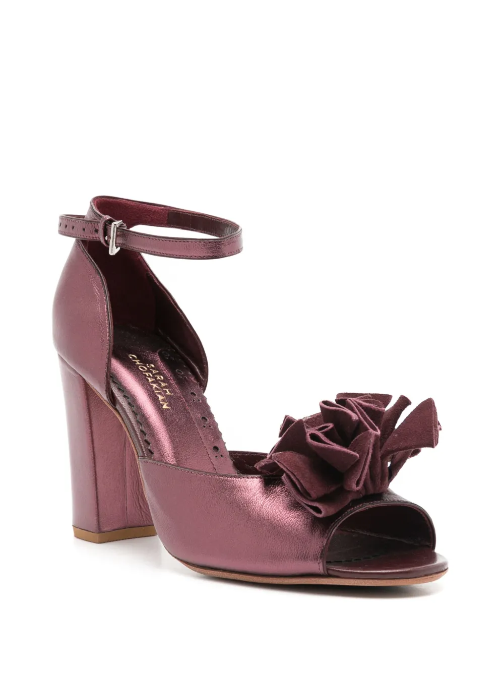 Shop Sarah Chofakian Chantilly 75mm Metallic Sandals In Purple